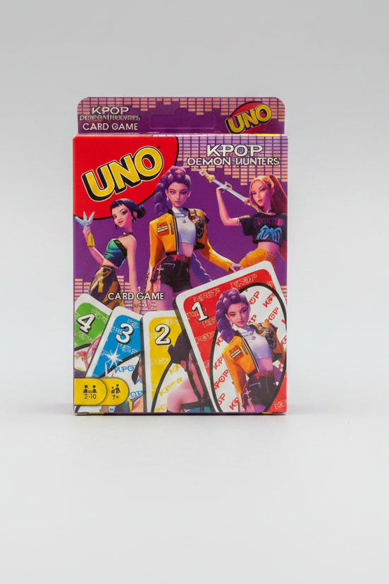UNO card game packaging with colorful design on a white background