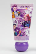 Tube of perfume hand cream and body lotion with cartoon characters on a white background