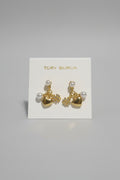 Tory Burch Gold Heart & Pearl Charm Drop Earrings
