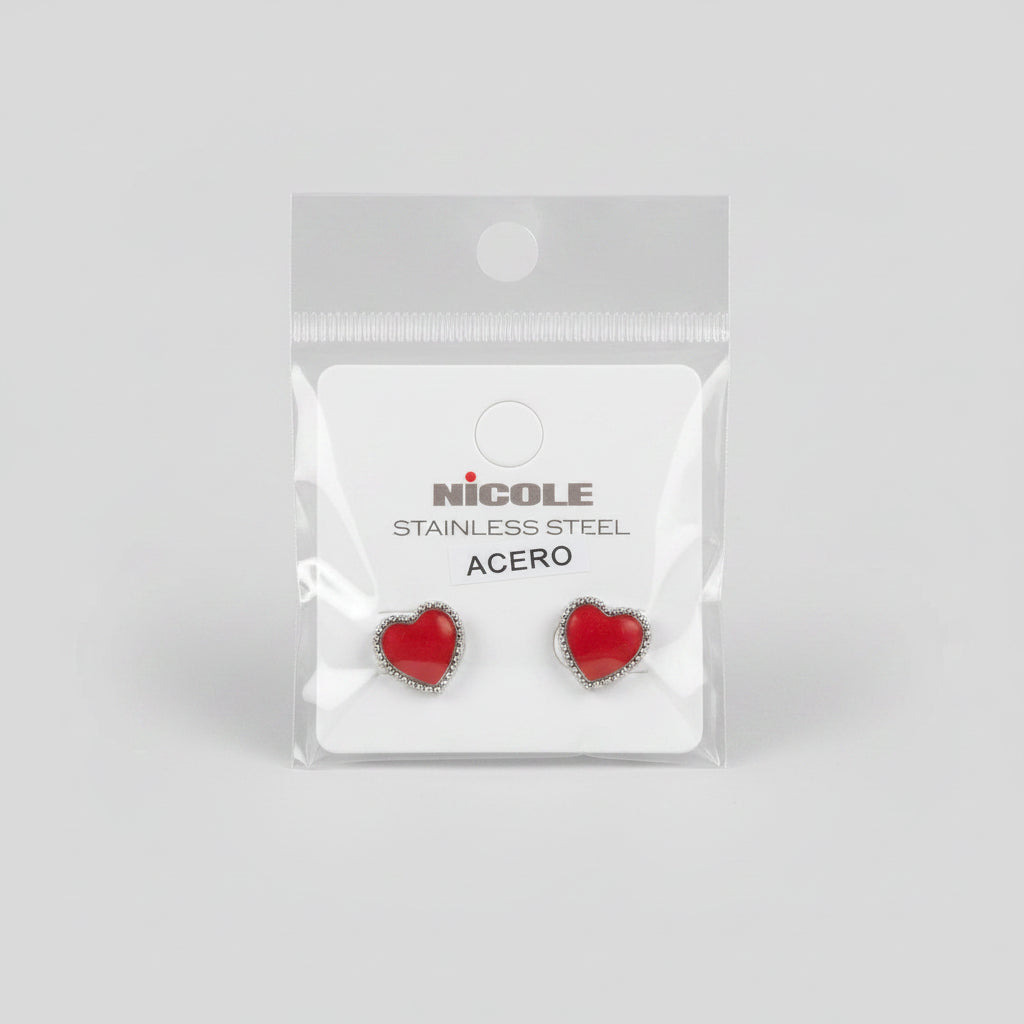 Heart Silver Stainless Steel Earrings
