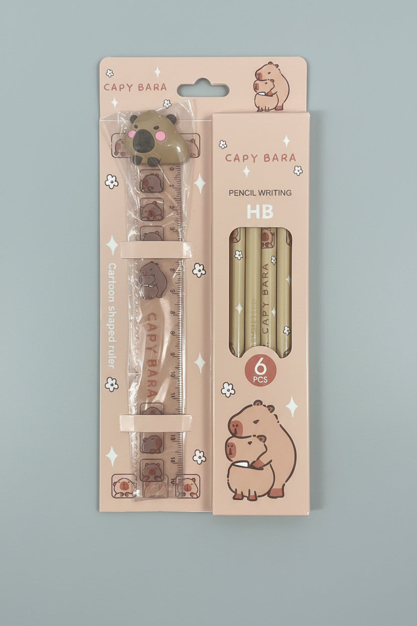 Capybara Bubble Tea Stationery Set (Green)