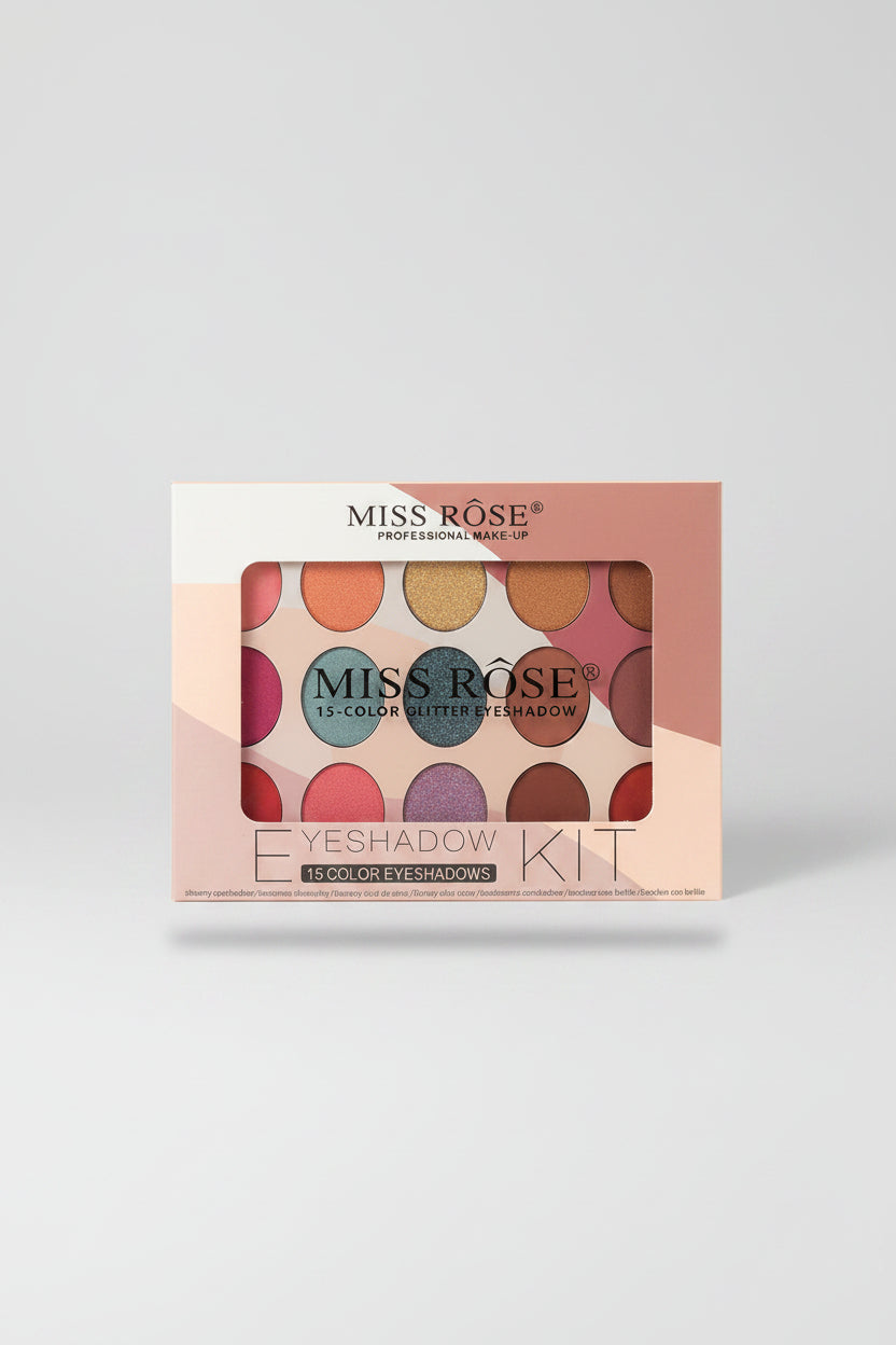 Miss Rose 15-Color Glitter Eyeshadow Palette