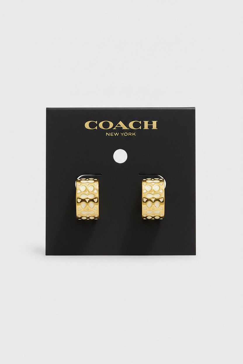 Coach Gold Signature Hoop Earrings