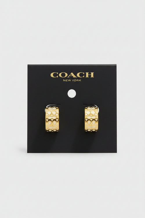 Coach Gold Signature Hoop Earrings