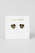 Tory Burch Black Enamel Heart Stud Earrings
