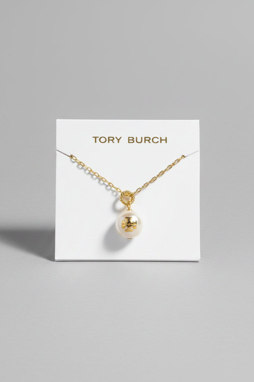 Tory Burch Pearl Logo Pendant Necklace