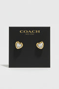 Coach Crystal Heart Stud Earrings